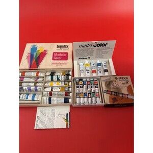 Vintage Liquitex Pelikan Shiva Artist Paint Set Lot Acrylic Oil Paints